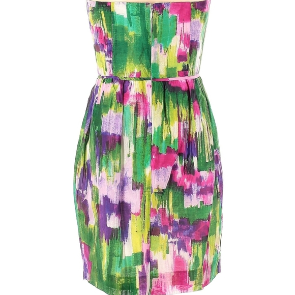Shoshanna Size 4 Strapless Multicolor Brushstroke Mini Tea Garden Summer Dress - Picture 3 of 12